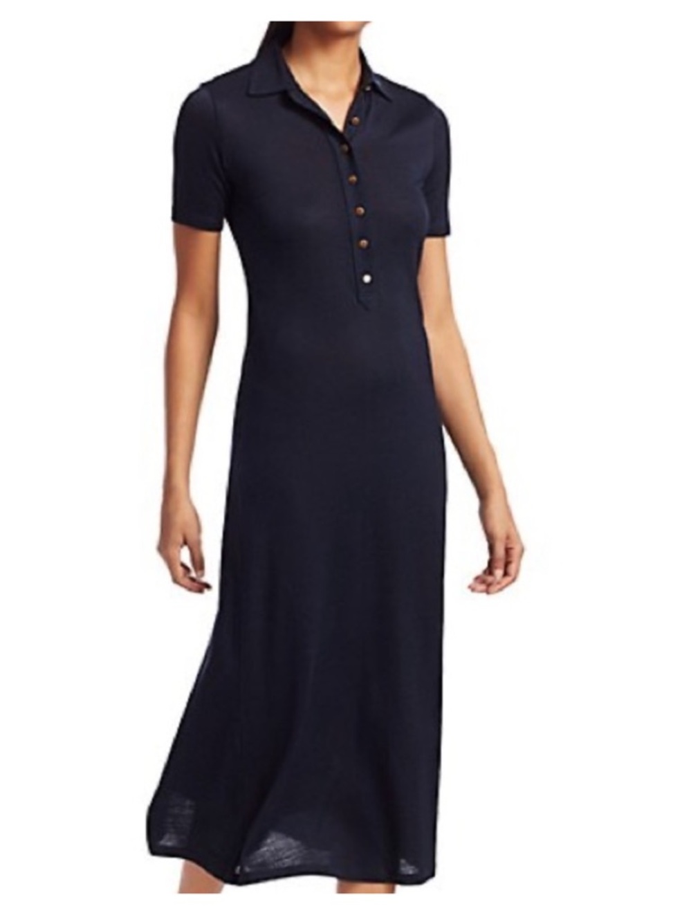 Rag & Bone Rowan Polo Dress Navy Midi Collared Button Front Size S NWT